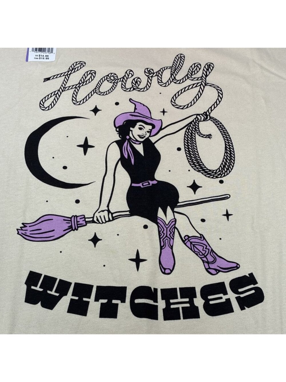 Celebrate It Halloween Howdy Witches Graphic T-Shirt Beige 2XL Cotton Crewneck